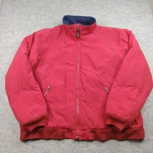 LL‎ Bean Jacket Mens 2XL Red Fleece Lined Insulated Bomber Stand Collar Full Zip